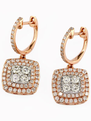 Effy 14K Wht/Rose Gd Diamond Earrings