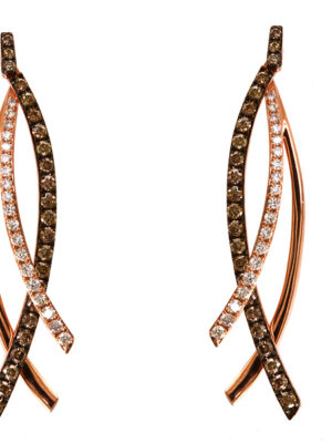 EFFY 14K ROSE GOLD DIAMOND,ESPRESSO DIAMOND, EARRINGS
