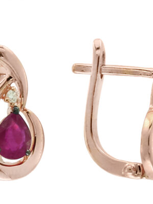 EFFY 14K ROSE GOLD DIAMOND,NATURAL RUBY EARRINGS