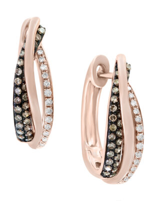 EFFY 14K ROSE GOLD DIAMOND,ESPRESSO DIAMOND, EARRINGS