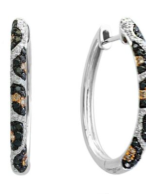 EFFY 14K WHITE GOLD DIAMOND,BLACK DIAMOND,ESPRESSO DIAMOND, EARRINGS