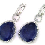 EFFY 14K WHITE GOLD DIAMOND,NATURAL SAPPHIRE EARRINGS