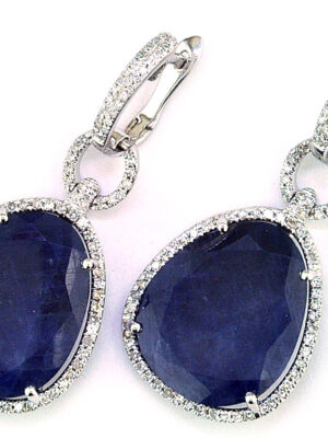 EFFY 14K WHITE GOLD DIAMOND,NATURAL SAPPHIRE EARRINGS