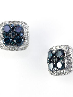 Effy 14K White Gold Diamond,Blue Diamond, Earrings