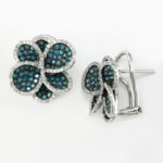 Effy 14K White Gold Diamond,Blue Diamond, Earrings