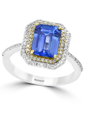 Effy 14K-W/Y Diamond,Tanzanite Ring (With  9X7  Center Size) Center Size: 9X7