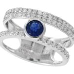 EFFY 14K WHITE GOLD DIAMOND,NATURAL SAPPHIRE RING