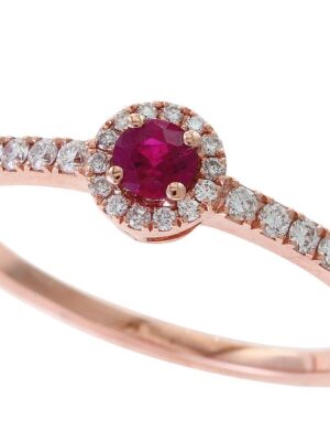 EFFY 14K ROSE GOLD DIAMOND,NATURAL RUBY RING