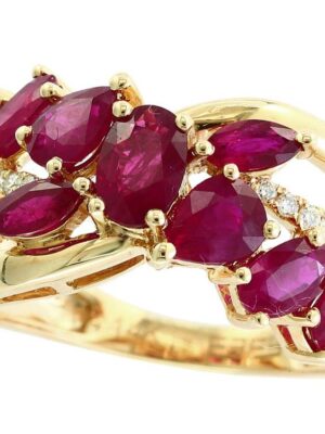 EFFY 14K YELLOW GOLD DIAMOND,NATURAL RUBY RING