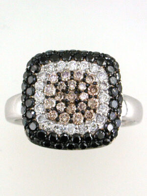 EFFY 14K WHITE GOLD DIAMOND,BLACK DIAMOND,ESPRESSO DIAMOND, RING