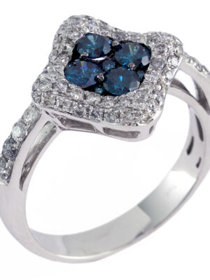 Effy 14K White Gold Diamond,Blue Diamond, Ring