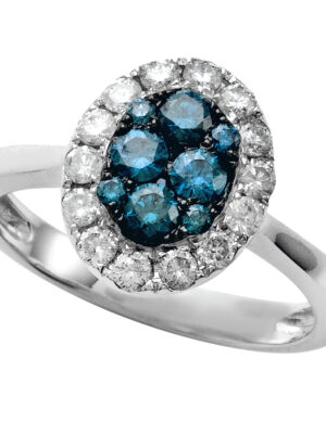 Effy 14K White Gold Diamond,Blue Diamond, Ring