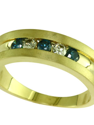 EFFY 14K YELLOW GOLD DIAMOND,BLUE DIAMOND, RING