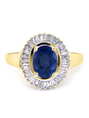 EFFY 14K YELLOW GOLD DIAMOND,NATURAL SAPPHIRE RING