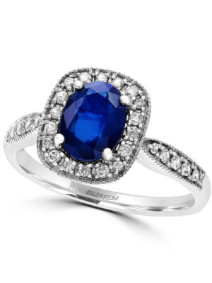 Effy 14K White Gold Diamond,Natural Sapphire Ring