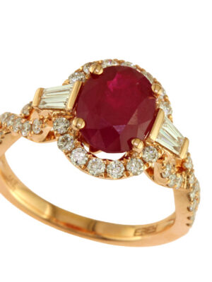 EFFY 14K ROSE GOLD DIAMOND,NATURAL RUBY RING