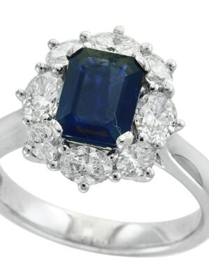 EFFY 14K WHITE GOLD DIAMOND,NATURAL SAPPHIRE RING