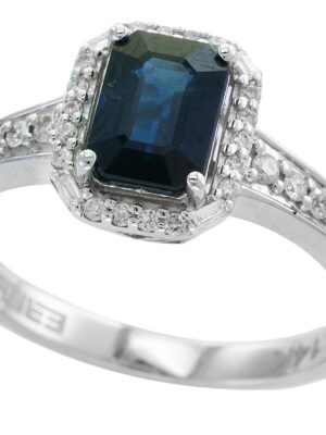 EFFY 14K WHITE GOLD DIAMOND,NATURAL SAPPHIRE RING