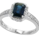 EFFY 14K WHITE GOLD DIAMOND,NATURAL SAPPHIRE RING