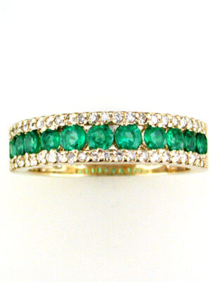 EFFY 14K YELLOW GOLD DIAMOND,NATURAL EMERALD RING