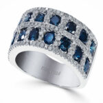 Effy 14K White Gold Diamond,Blue Diamond, Ring