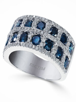 Effy 14K White Gold Diamond,Blue Diamond, Ring