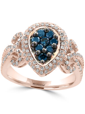 Effy 14K Rose Gold Diamond,Blue Diamond, Ring