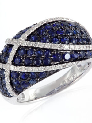 Effy 14K White Gold Diamond,Natural Sapphire Ring