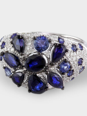 Effy 14K White Gold Diamond,Natural Sapphire Ring