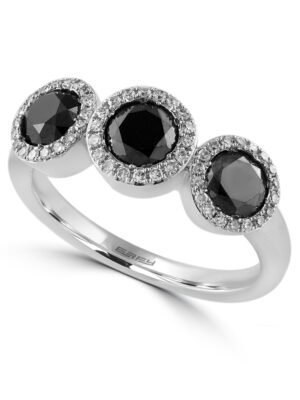 Effy 14K White Gold Diamond,Black Diamond, Ring