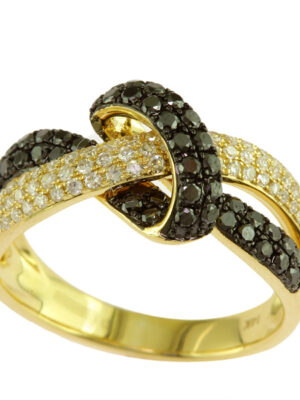 EFFY 14K YELLOW GOLD DIAMOND,BLACK DIAMOND, RING