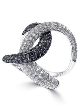 EFFY 14K WHITE GOLD DIAMOND,BLACK DIAMOND, RING