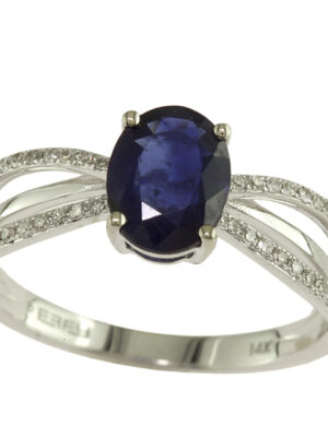 EFFY 14K WHITE GOLD DIAMOND,NATURAL SAPPHIRE RING