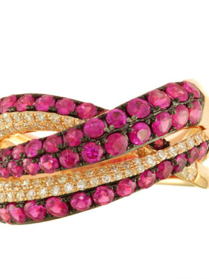 EFFY 14K ROSE GOLD DIAMOND,NATURAL RUBY RING