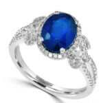 Effy 14K White Gold Diamond,Natural Sapphire Ring