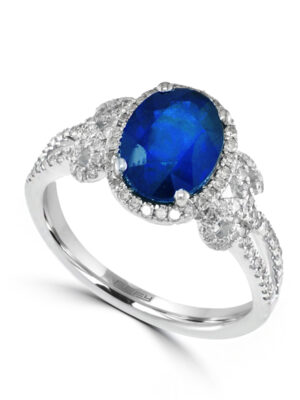 Effy 14K White Gold Diamond,Natural Sapphire Ring
