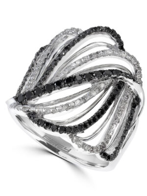 Effy 14K White Gold Diamond,Black Diamond, Ring
