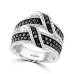 Effy 14K White Gold Diamond,Black Diamond, Ring