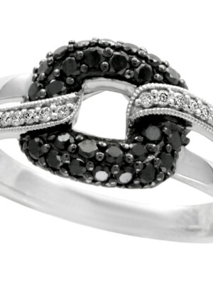 EFFY 14K WHITE GOLD DIAMOND,BLACK DIAMOND, RING
