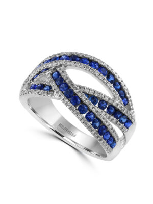 Effy 14K White Gold Diamond,Natural Sapphire Ring