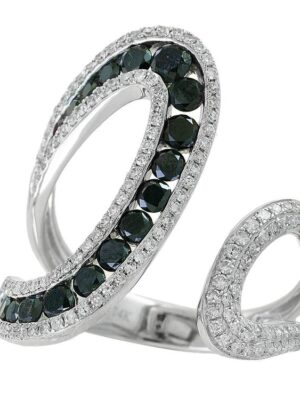 EFFY 14K WHITE GOLD DIAMOND,BLACK DIAMOND, RING