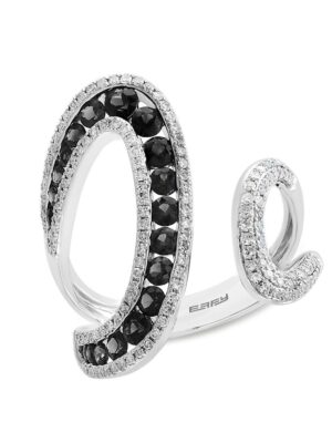 EFFY 14K WHITE GOLD DIAMOND,NATURAL SAPPHIRE RING