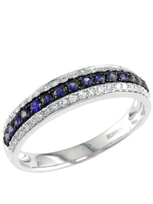 EFFY 14K WHITE GOLD DIAMOND,NATURAL SAPPHIRE RING