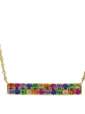 EFFY 14K YELLOW GOLD ORANGE SAPPHIRE,PINK SAPPHIRE,NATURAL SAPPHIRE,PURPLE SAPPHIRE,TSAVORITE,YELLOW SAPPHIRE NECKLACE