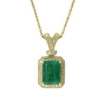 EFFY 14K YELLOW GOLD DIAMOND,NATURAL EMERALD PENDANT