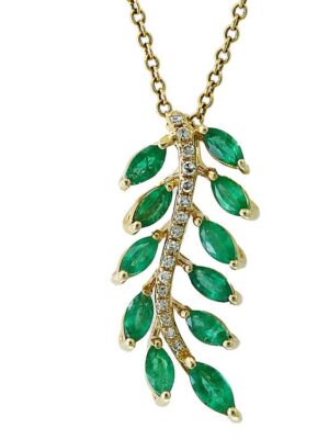 EFFY 14K YELLOW GOLD DIAMOND,NATURAL EMERALD PENDANT