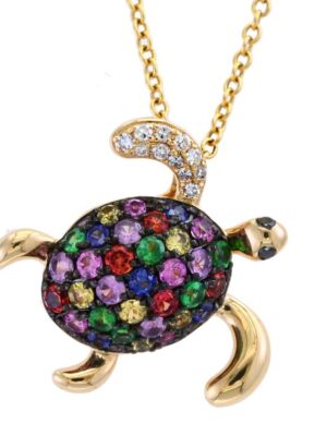 EFFY 14K YELLOW GOLD DIAMOND,BLACK DIAMOND,NATURAL CEYLON SAPPHIRE,GREEN SAPPHIRE,ORANGE SAPPHIRE,PINK SAPPHIRE,PURPLE SAPPHIRE,YELLOW SAPPHIRE PENDANT