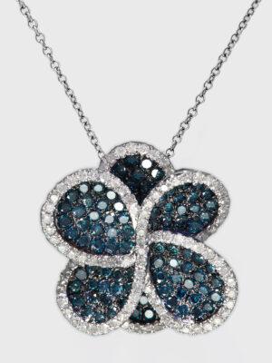 Effy 14K White Gold Diamond,Blue Diamond, Pendant