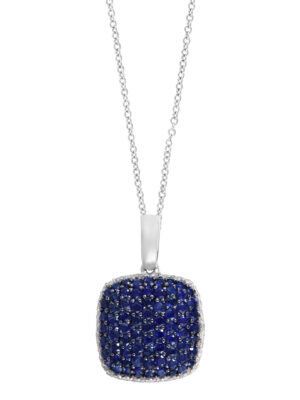 Effy 14K White Gold Diamond,Natural Sapphire Pendant