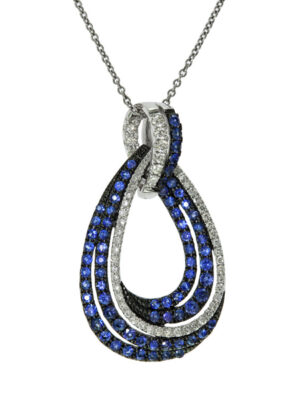 EFFY 14K WHITE GOLD DIAMOND,NATURAL SAPPHIRE PENDANT